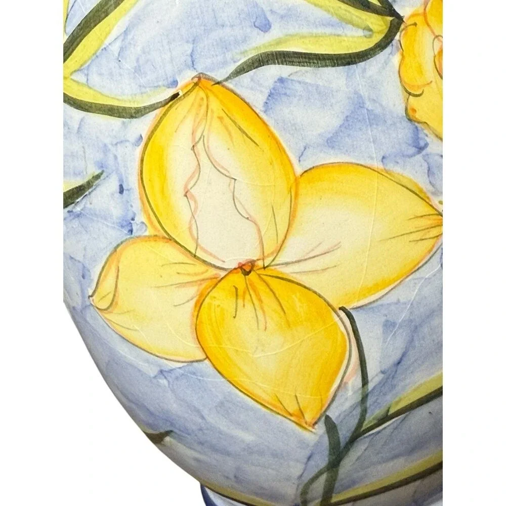 Hand-Painted Floral Vase Ceramic Grand Millennial Tall‎ Botanical Pottery Decor